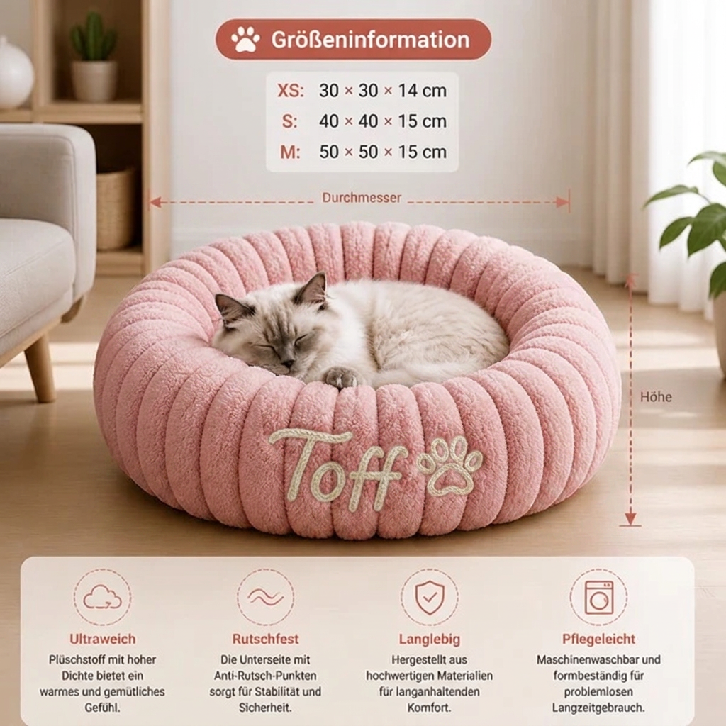 Personalisiertes Rundes flauschiges Katzenbett
