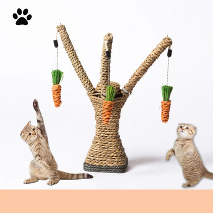 Katzenkratzbaum Im Baum-Design – Sisal-Kratzbaum mit Karotten-Spielzeugen