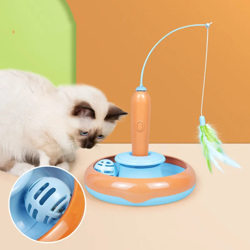 Interaktives Katzenspielzeug Mit Federn Und Ball – Elektronisches Spielzeug Für Katzen