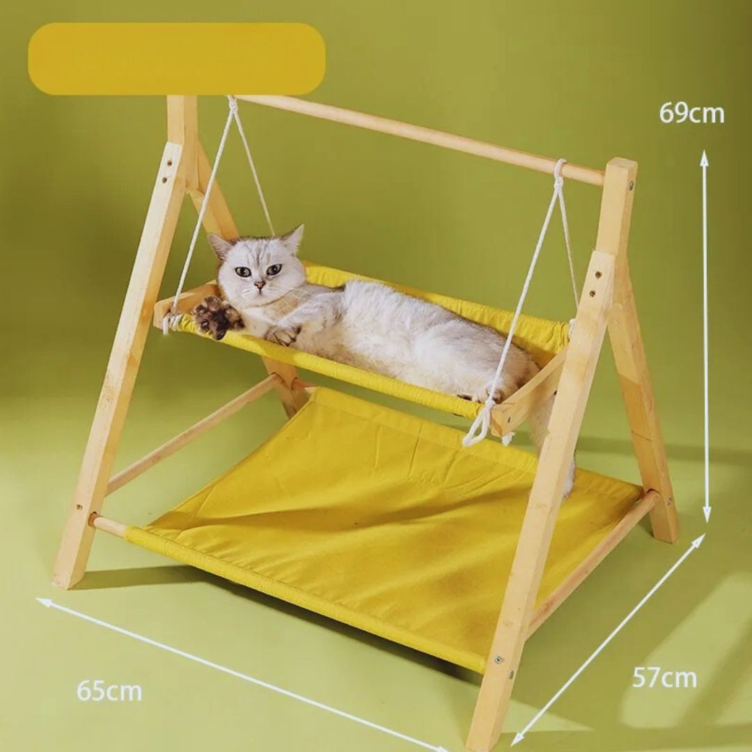 Hängendes Katzenbett – Verstellbares Katzen-Hängemattenschlafplatz Aus Holz Verschiedene Farben