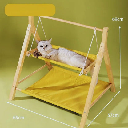 Hängendes Katzenbett – Verstellbares Katzen-Hängemattenschlafplatz Aus Holz Verschiedene Farben