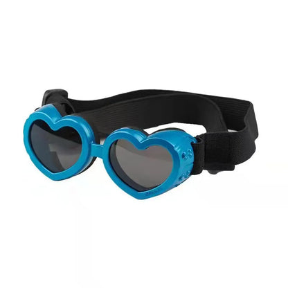 Herzförmige Hundesonnenbrille mit Verstellbarem Band – UV-Schutz für Hundeaugen