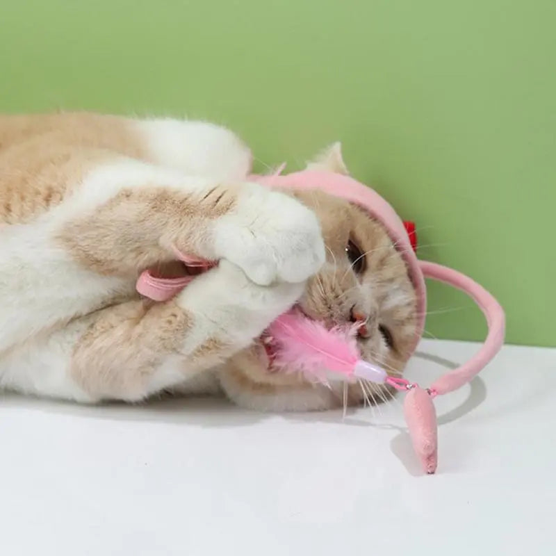 Katzenhut Mit Anhänger – Lustiges Tierkostüm für Katzen Mit Spielzeug