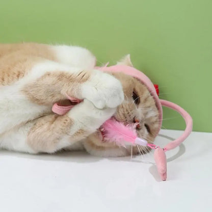 Katzenhut Mit Anhänger – Lustiges Tierkostüm für Katzen Mit Spielzeug