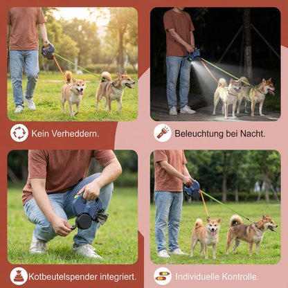 Praktische Anti Wickel Doppel Hundeleine
