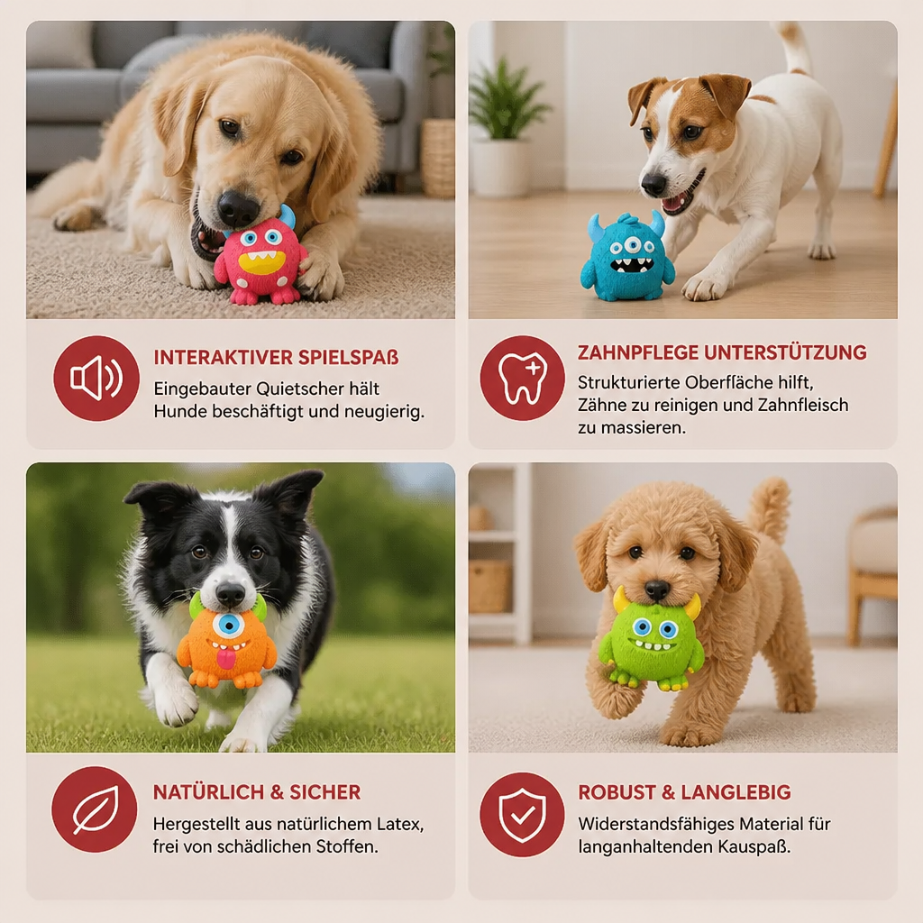 Robustes Umweltfreundliches Monster-Hundespielzeug aus Latex mit Quietscher und Zahnpflegefunktion