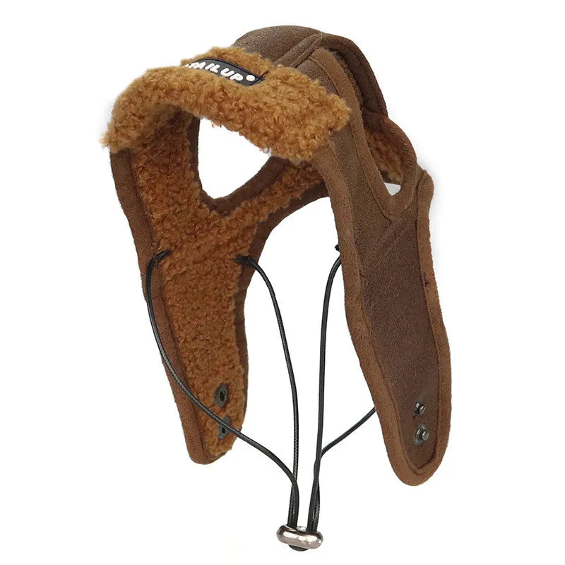 Winter Ohrenschutz Kopfbedeckung Aus Leder mit Weichem Futter