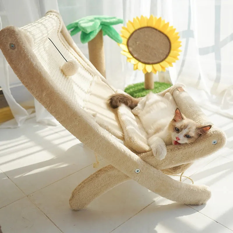 Katzen-liegestuhl Mit Kratzfläche – Bequemer Schlafplatz  Kratzmöbel In Einem