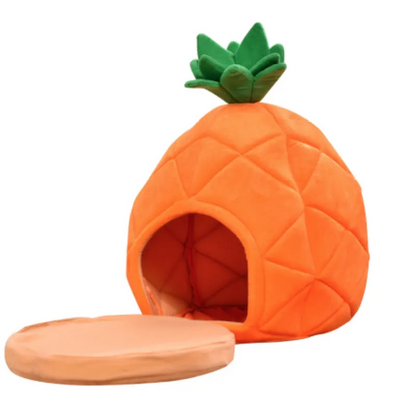 Katzenhöhle im Ananas-Design – Kuschelige Schlafhöhle für Katzen und kleine Hunde