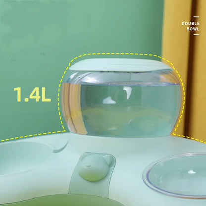 2-in-1 Futternapf für Haustiere mit Automatischem Wasserspender und Rutschfestem Design