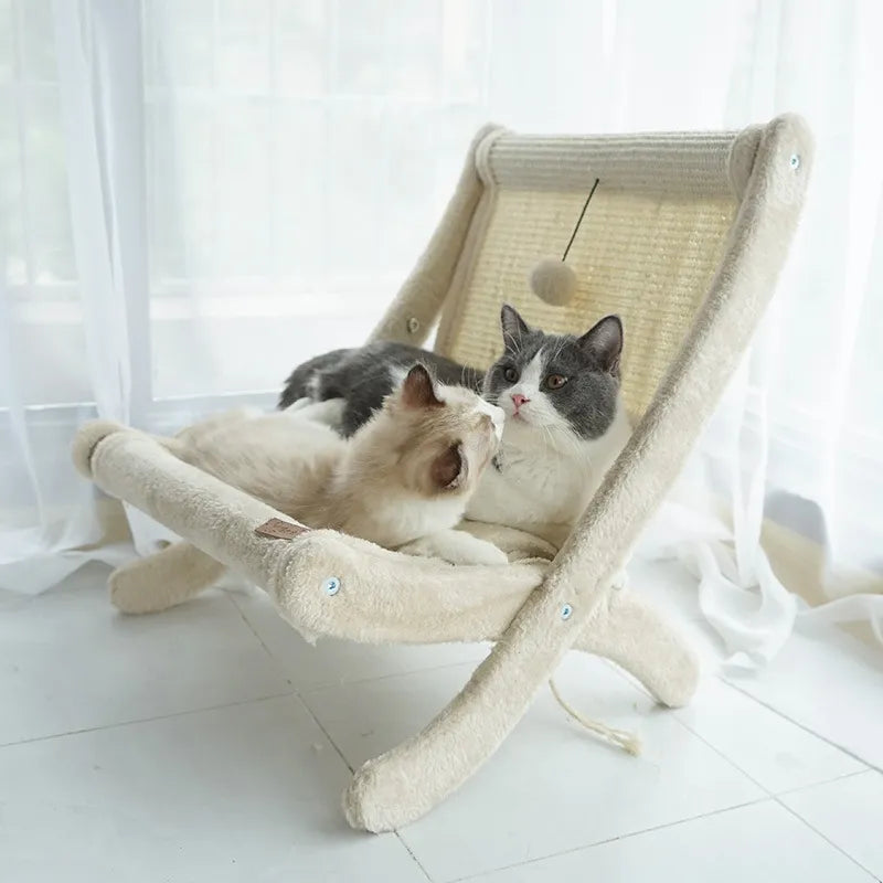 Katzen-liegestuhl Mit Kratzfläche – Bequemer Schlafplatz  Kratzmöbel In Einem