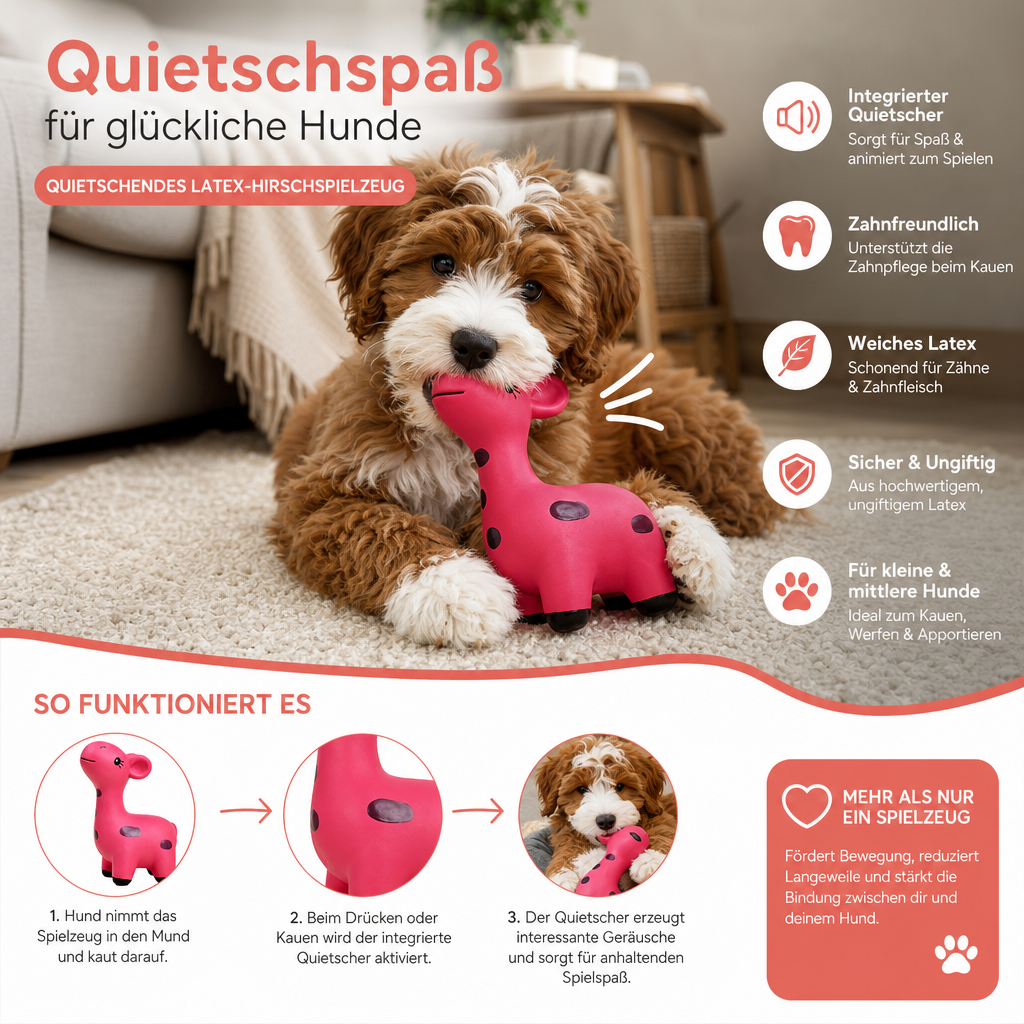 Quietschendes Latex-Kauspielzeug im Hirsch-Design für Hunde