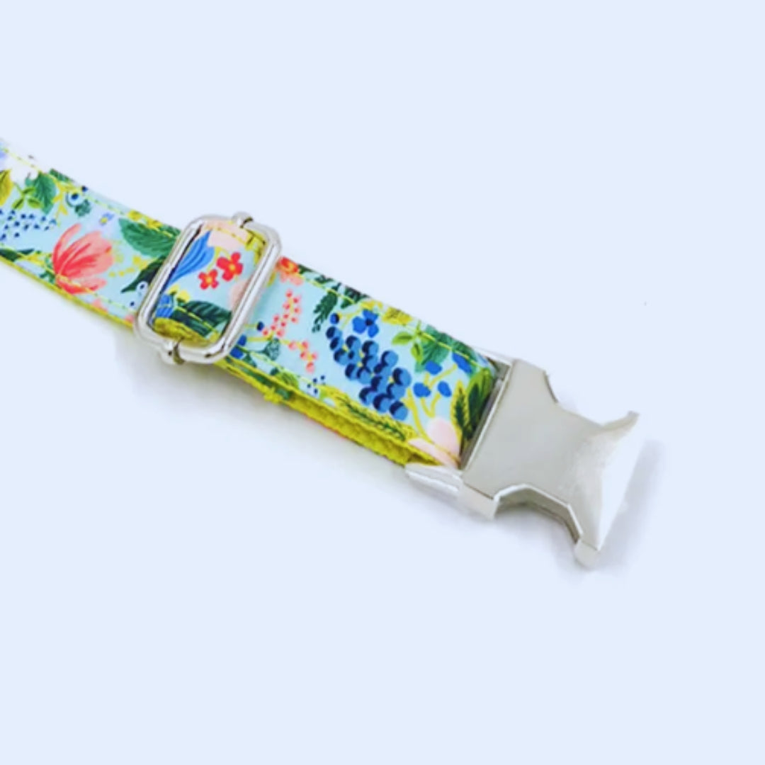 Verstellbares Hundehalsband und Leine mit buntem Blumenmuster Aus Strapazierfähigem Stoff