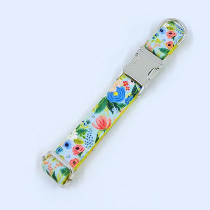 Verstellbares Hundehalsband und Leine mit buntem Blumenmuster Aus Strapazierfähigem Stoff