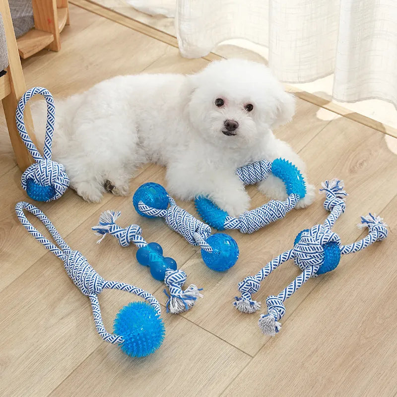 Hundespielzeug mit Gummikugel und Seil – Kauspielzeug zum Ziehen und Spielen
