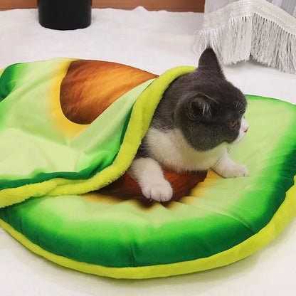 Pizza-Kuschelkissen für Katzen und Kleine Hunde – Weiche Schlafunterlage mit Realistischem Pizzamotiv