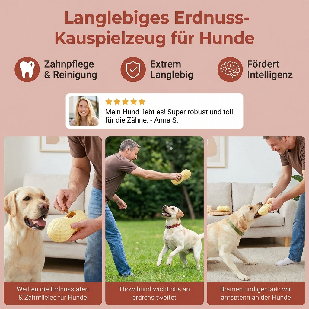 Langlebiges Erdnuss-Kauspielzeug für Hunde