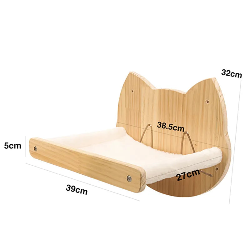 Wand-Kratzbrett für Katzen Aus Holz im Katzenkopf-Design – Gemütlicher Liegeplatz und Spielzeug