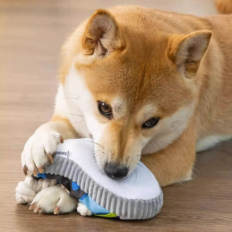 Quietsch-Slipper mit Robustem Baumwollseil – Zahnpflege & Spielspaß für Hunde