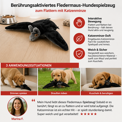 Berührungsaktiviertes Fledermaus-Hundespielzeug zum Flattern mit Katzenminze