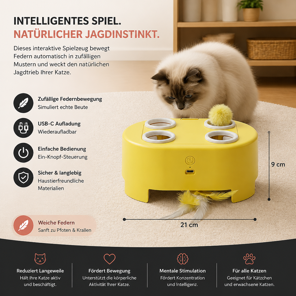 Automatisches Spielzeug mit flatternden Federn für Katzen