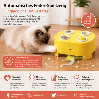 Automatisches Spielzeug mit flatternden Federn für Katzen