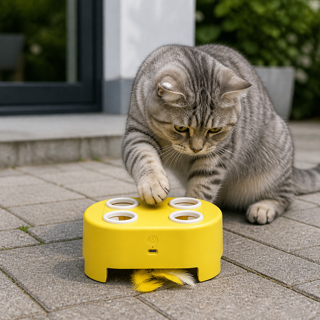 Automatisches Spielzeug mit flatternden Federn für Katzen