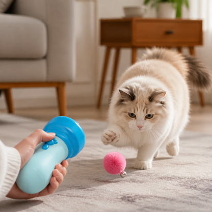 Interaktiver Pompon-Werfer „Tod“ für Katzen