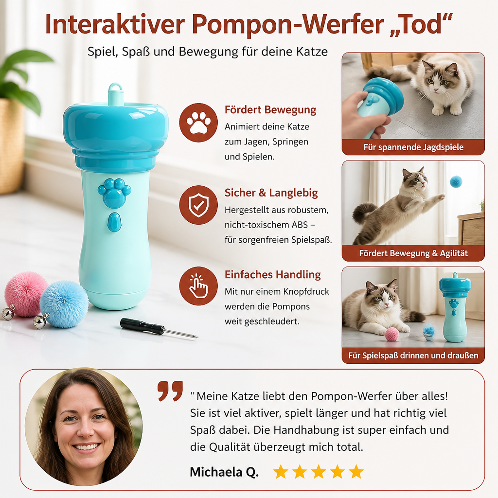 Interaktiver Pompon-Werfer „Tod“ für Katzen