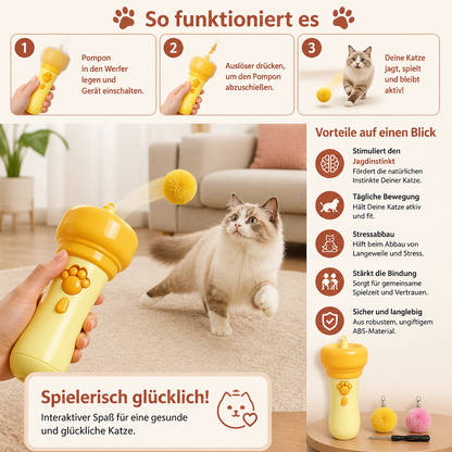 Interaktiver Pompon-Werfer „Tod“ für Katzen