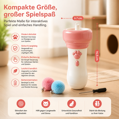 Interaktiver Pompon-Werfer „Tod“ für Katzen