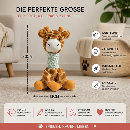 Robustes Tier-Plüsch-Hundespielzeug mit Seil, Quietscher und Zahnreinigungsfunktion