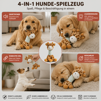 Robustes Tier-Plüsch-Hundespielzeug mit Seil, Quietscher und Zahnreinigungsfunktion