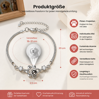Personalisiertes Pfoten-Foto-Projektions-Andenkenarmband