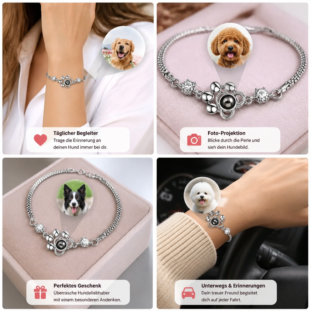 Personalisiertes Pfoten-Foto-Projektions-Andenkenarmband