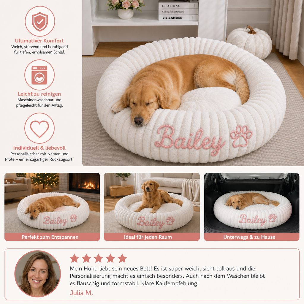 Personalisiertes Rundes Flauschiges Hundebett