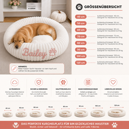 Personalisiertes Rundes Flauschiges Hundebett