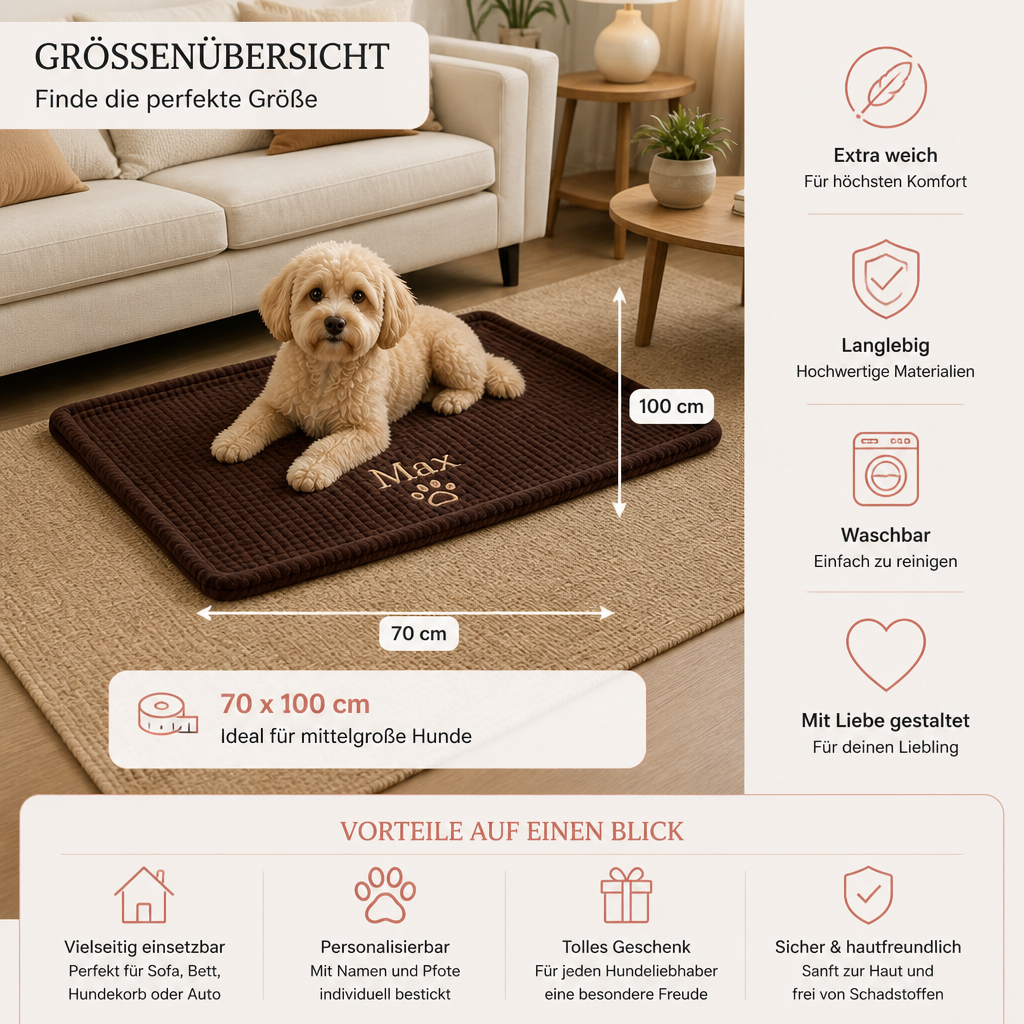 Personalisierte Flauschige Hundedecke Mit Individueller Stickerei
