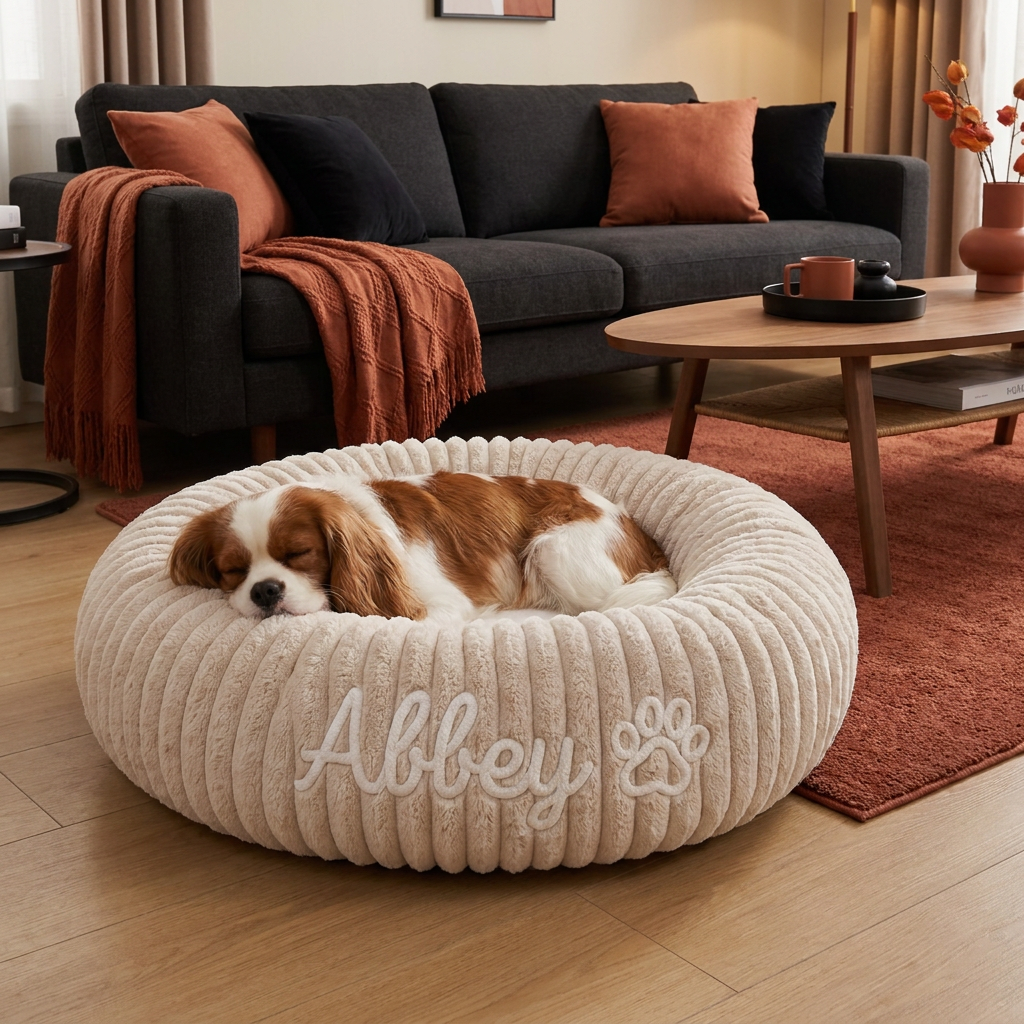 Personalisiertes Rundes Flauschiges Hundebett