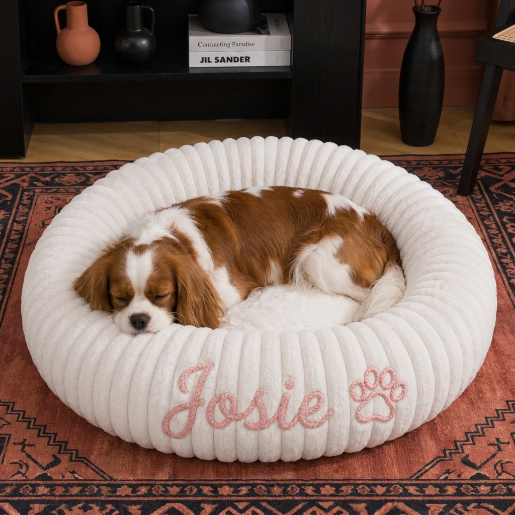 Personalisiertes Rundes Flauschiges Hundebett