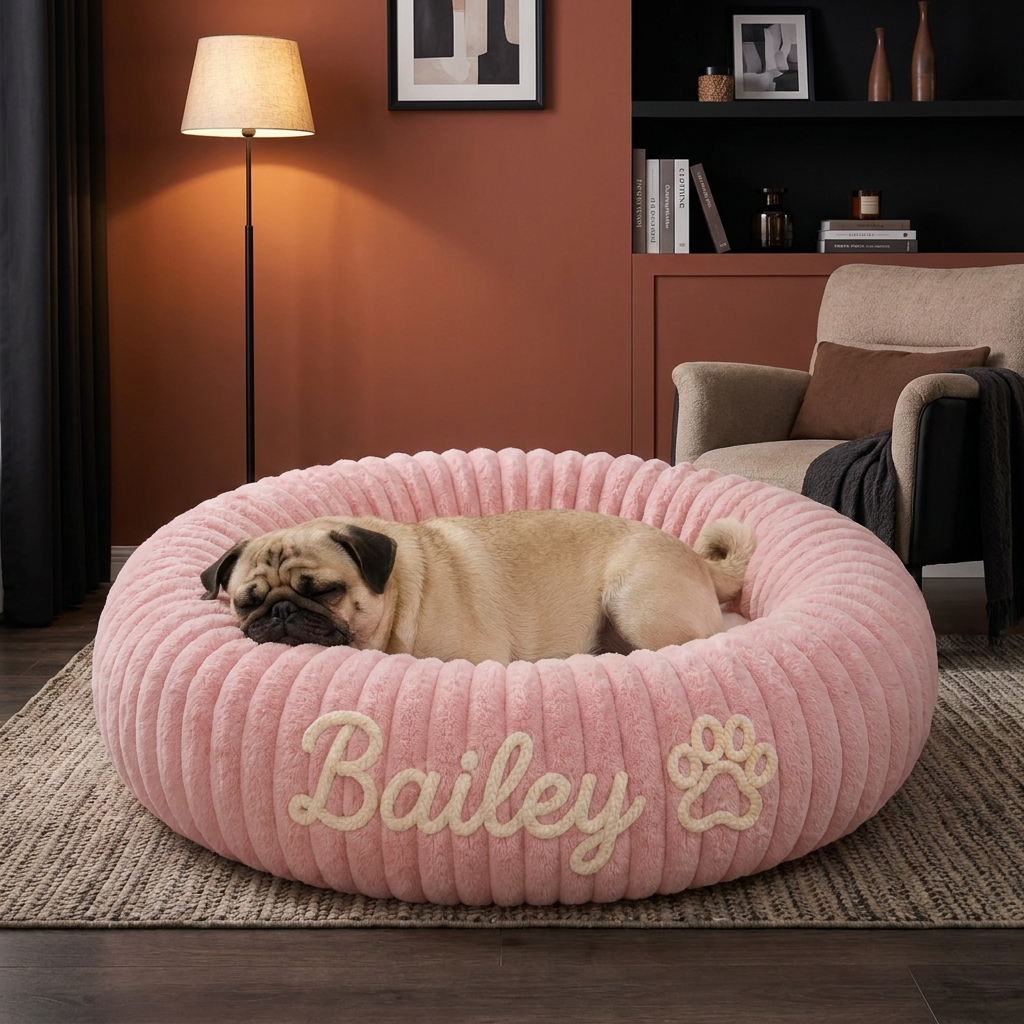 Personalisiertes Rundes Flauschiges Hundebett