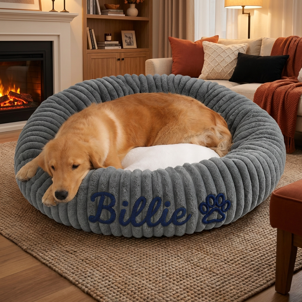 Personalisiertes Rundes Flauschiges Hundebett