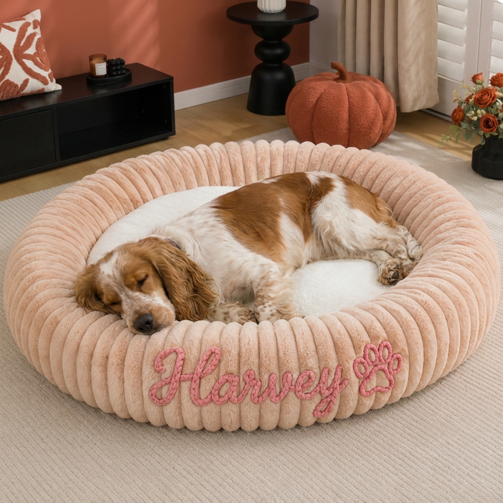 Personalisiertes Rundes Flauschiges Hundebett