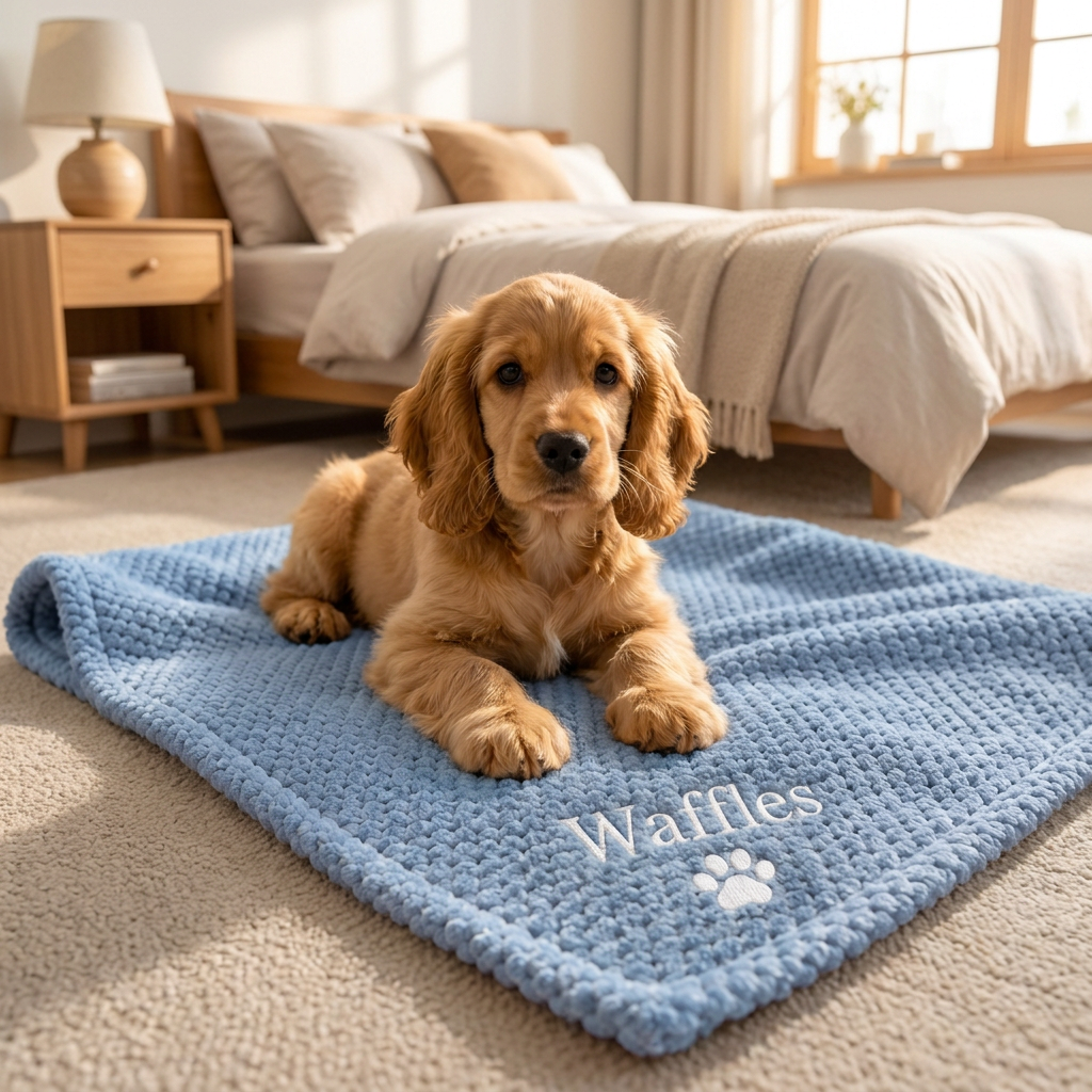 Personalisierte Flauschige Hundedecke Mit Individueller Stickerei