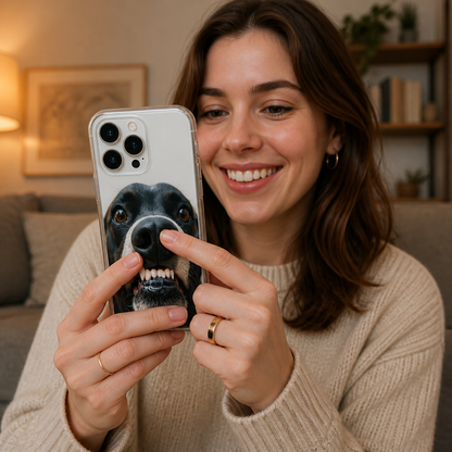 Personalisierte Haustier-Fotohülle mit 3D-Quetschnase