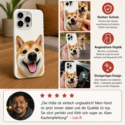 Personalisierte Haustier-Fotohülle mit 3D-Quetschnase
