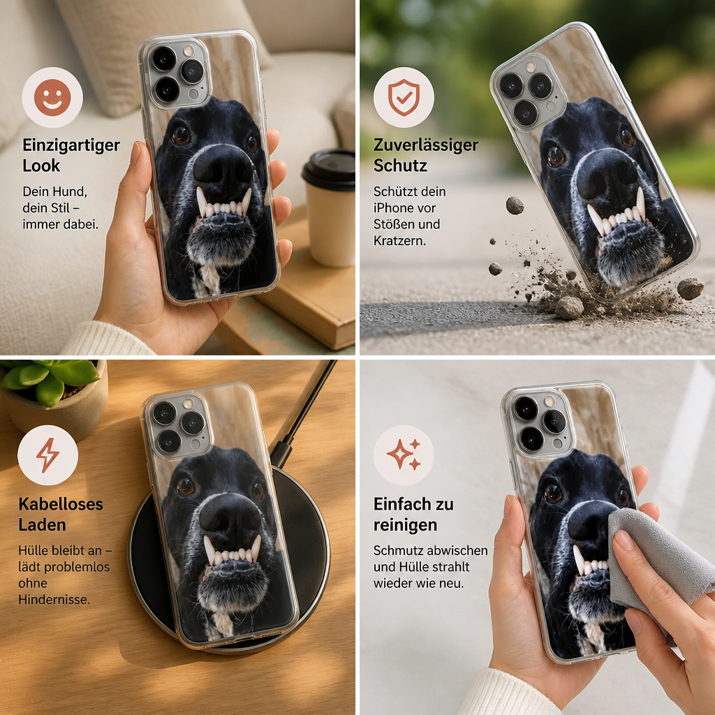 Personalisierte Haustier-Fotohülle mit 3D-Quetschnase