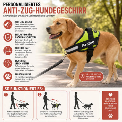 Personalisiertes Anti-Zug-Hundegeschirr mit vorderem D-Ring – zur Entlastung von Nacken und Schultern entwickelt