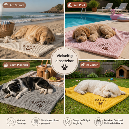 Personalisierte Flauschige Hundedecke Mit Individueller Stickerei
