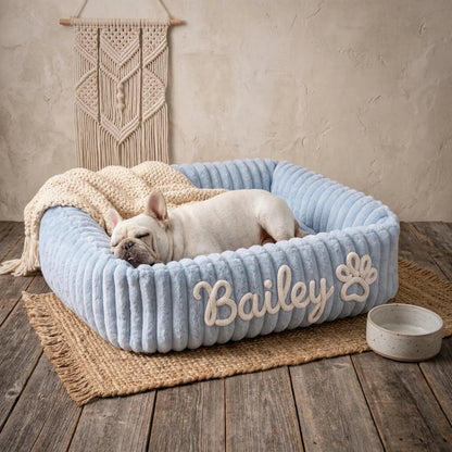 Personalisiertes, flauschiges Wolken-Hundebett mit weicher Umrandung